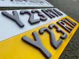 4D M Sport Style & Carbon Fibre Gel Number Plates | Standard Size Font 79mm