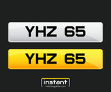 YHZ 65 | Northern Irish Dateless 6 Digit Registration, 3x3 Private Cherished Number Plate