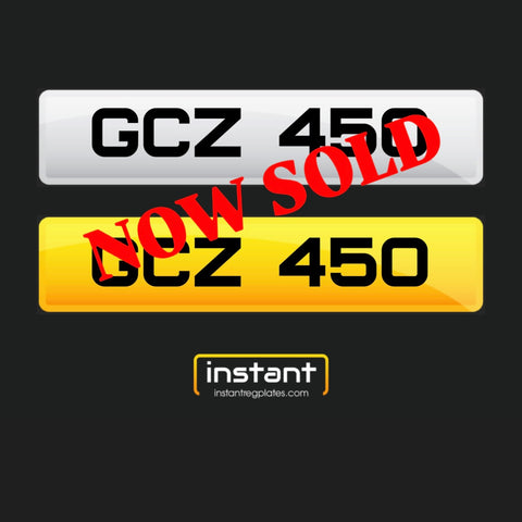 GCZ 450 | Northern Ireland Dateless 6 Digit Registration, 3x3 Private Cherished Number Plate