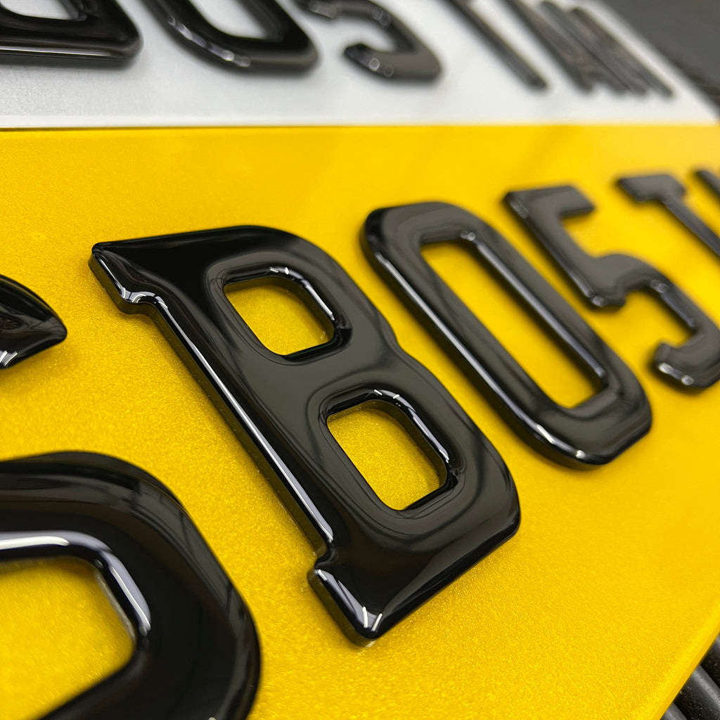 4D 79mm GLOSS BLACK ACRYLIC ROAD LEGAL BSAU145e NUMBER PLATES UK 4D 79mm GLOSS BLACK ACRYLIC ROAD LEGAL BSAU145e NUMBER PLATES UK