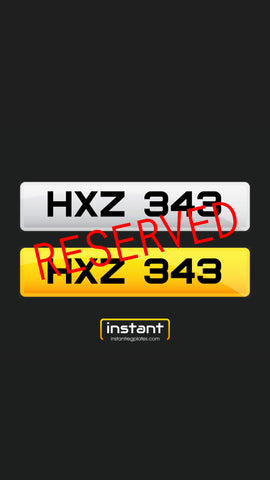 HXZ 343 | Northern Irish Dateless 6 Digit Registration, 3x3 Private Cherished Number Plate.