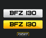 BFZ 130 | Northern Irish Dateless 6 Digit Registration | 3x3 Private Cherished Number Plate.