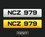 NCZ 979 | Northern Ireland Dateless 6 Digit Registration | 3x3 Private Cherished Number Plate
