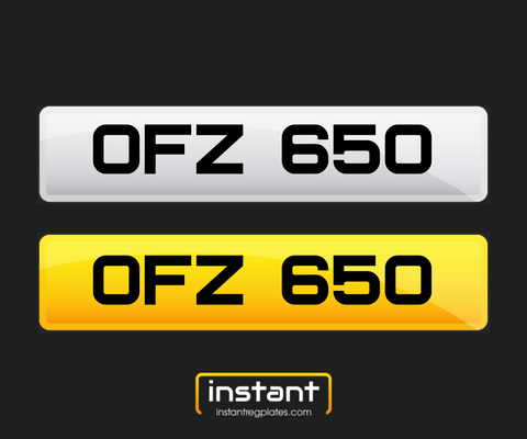 OFZ 650 | Northern Ireland Dateless 6 Digit Registration, 3x3 Private Cherished Number Plate.