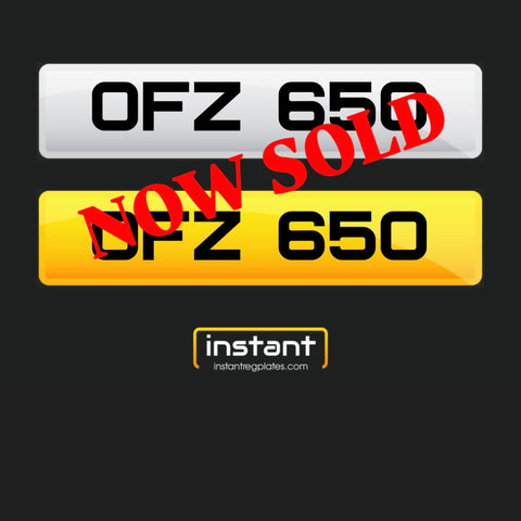 OFZ 650 | Northern Ireland Dateless 6 Digit Registration, 3x3 Private Cherished Number Plate.