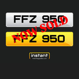 FFZ 950 | Northern Ireland Dateless 6 Digit Registration, 3x3 Private Cherished Number Plate