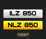 ILZ 850 + NLZ 850 | Northern Irish Dateless 6 Digit Registration Pair 3x3
