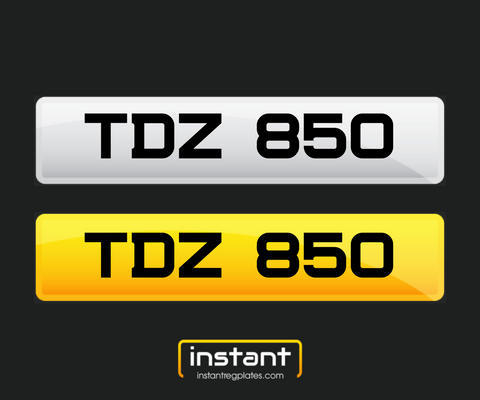 TDZ 850 | Northern Ireland Dateless 6 Digit Registration | 3x3 Private Cherished Number Plate