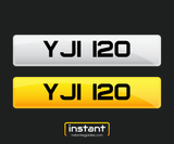 YJI 120 | Northern Ireland Dateless 6 Digit Registration | 3x3 Private Cherished Number Plate