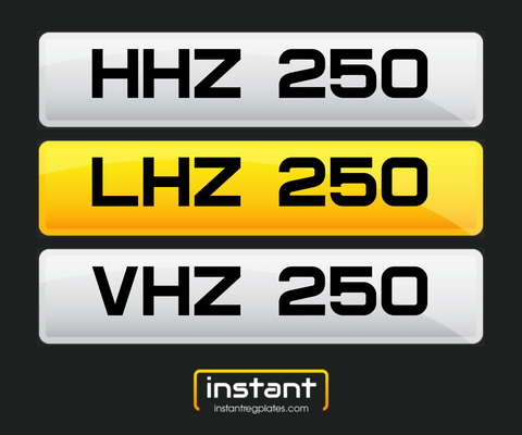 HHZ 250 + LHZ 250 + VHZ 250 | Northern Irish Dateless 6 Digit Registration Set 3x3