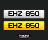 EHZ 650 | Northern Ireland Dateless 6 Digit Registration | 3x3 Private Cherished Number Plate