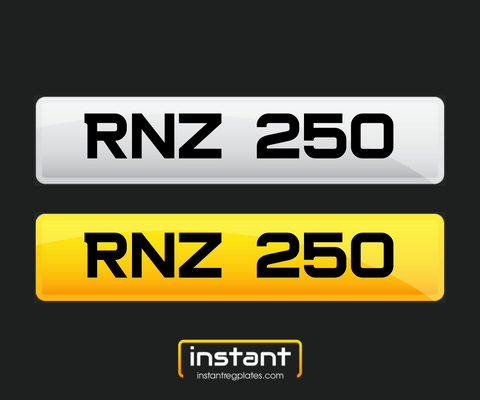 RNZ 250 | Northern Ireland Dateless 6 Digit Registration | 3x3 Private Cherished Number Plate