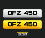 OFZ 450 | Northern Ireland Dateless 6 Digit Registration | 3x3 Private Cherished Number Plate