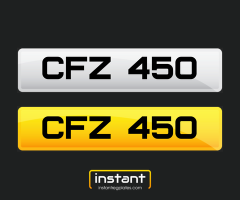 CFZ 450 | Northern Ireland Dateless 6 Digit Registration | 3x3 Private Cherished Number Plate.