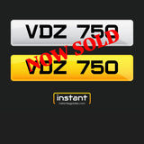 VDZ 750 | Northern Ireland Dateless 6 Digit Registration | 3x3 Private Cherished Number Plate