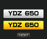 YDZ 650 | Northern Ireland Dateless 6 Digit Registration | 3x3 Private Cherished Number Plate