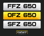 FFZ 650 + OFZ 650 + SFZ 650 | Northern Irish Dateless 6 Digit Registration Set 3x3