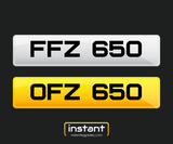 FFZ 650 + OFZ 650 | Northern Irish Dateless 6 Digit Registration Pair 3x3