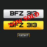 BFZ 313 | Northern Irish Dateless 6 Digit Registration | 3x3 Private Cherished Number Plate.