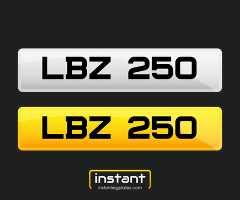 LBZ 250 | Northern Ireland Dateless 6 Digit Registration | 3x3 Private Cherished Number Plate