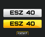 ESZ 40 | Northern Irish Dateless 5 Digit Registration, 3x2 Private Cherished Number Plate